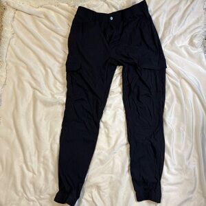 Pink bomb men’s Black Cargo Pants Tapered fit 34” waist stretchy and light